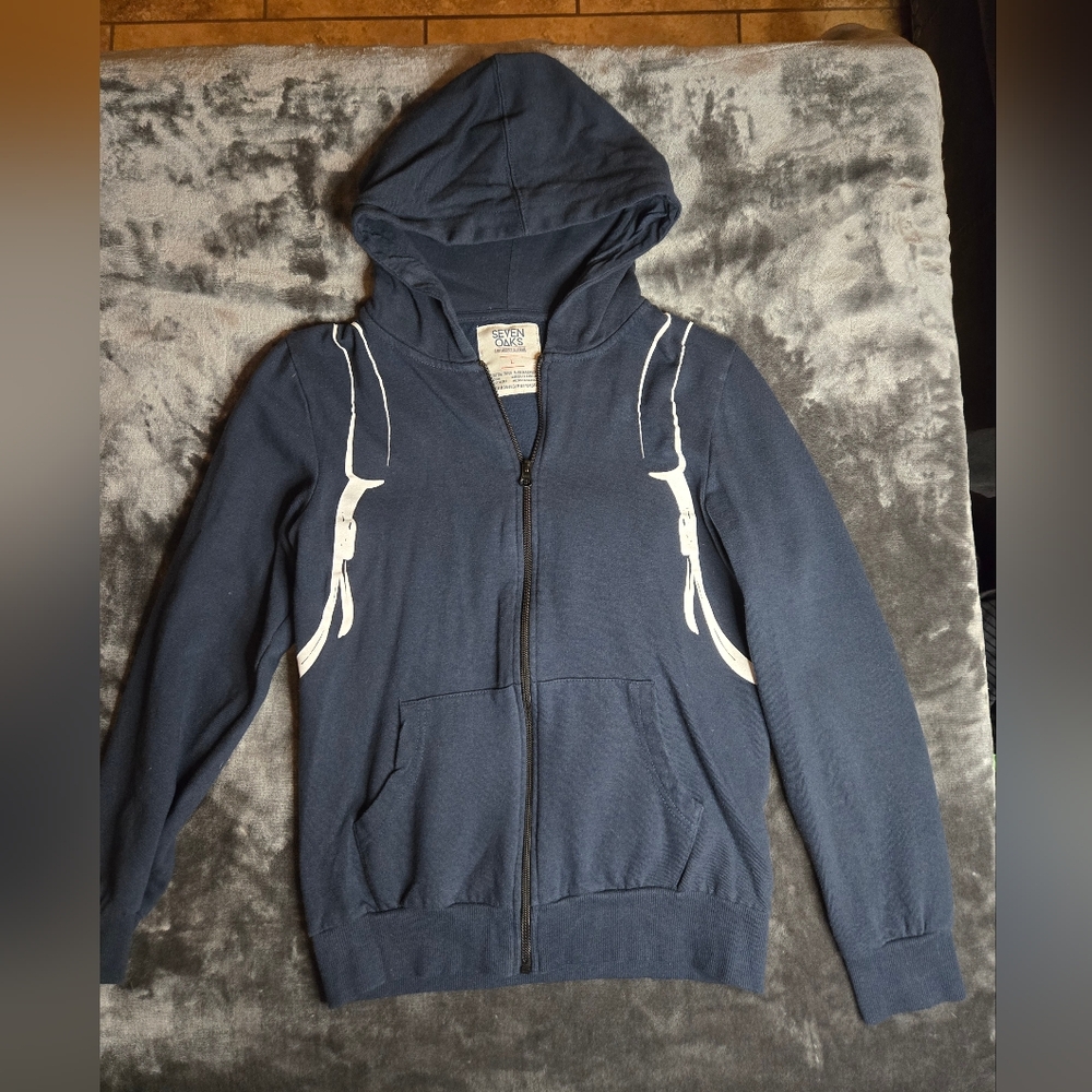 Seven Oaks Blue Zippered Hoodie With Built in Rear Pouch Youth Size Large